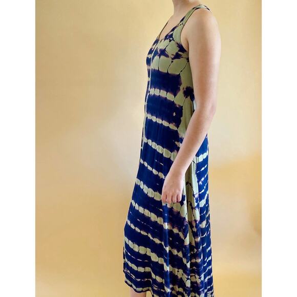 Green/Navy Tie dye Hi lo Maxi Dress | Medium - Picture 1 of 3